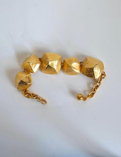 HERMÈS - Vintage Bijouterie Fantaisie Gold-Plated Metal Bracelet 23 cm