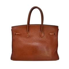 HERMES Vintage Birkin 35 "Marron" Chestnut Brown Fjord Leather GHW