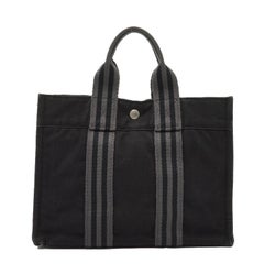 Hermes Vintage Black and Grey Cotton Fourre Tout PM Handbag