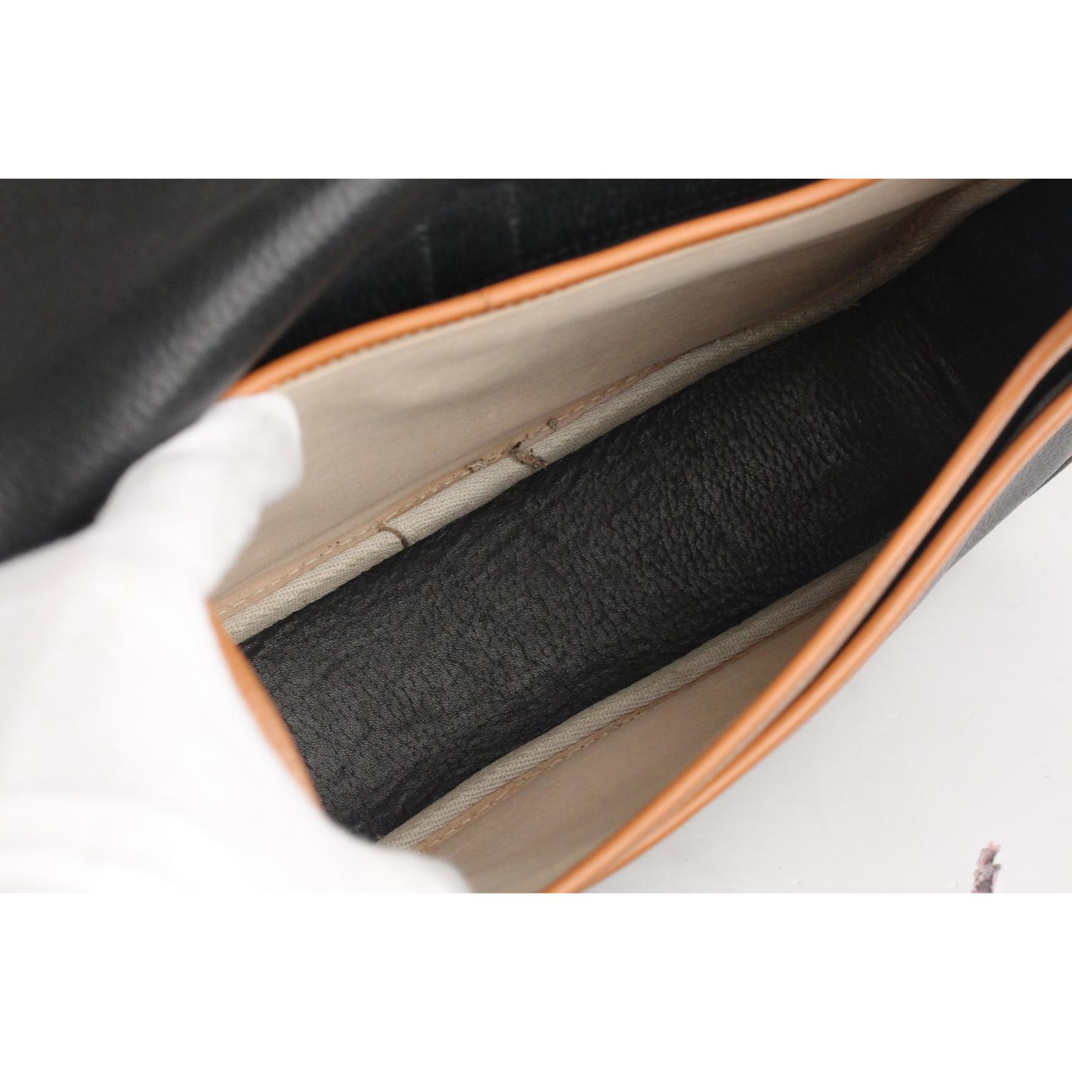 Hermes Vintage Black and Tan Leather Noumea Shoulder Bag 8