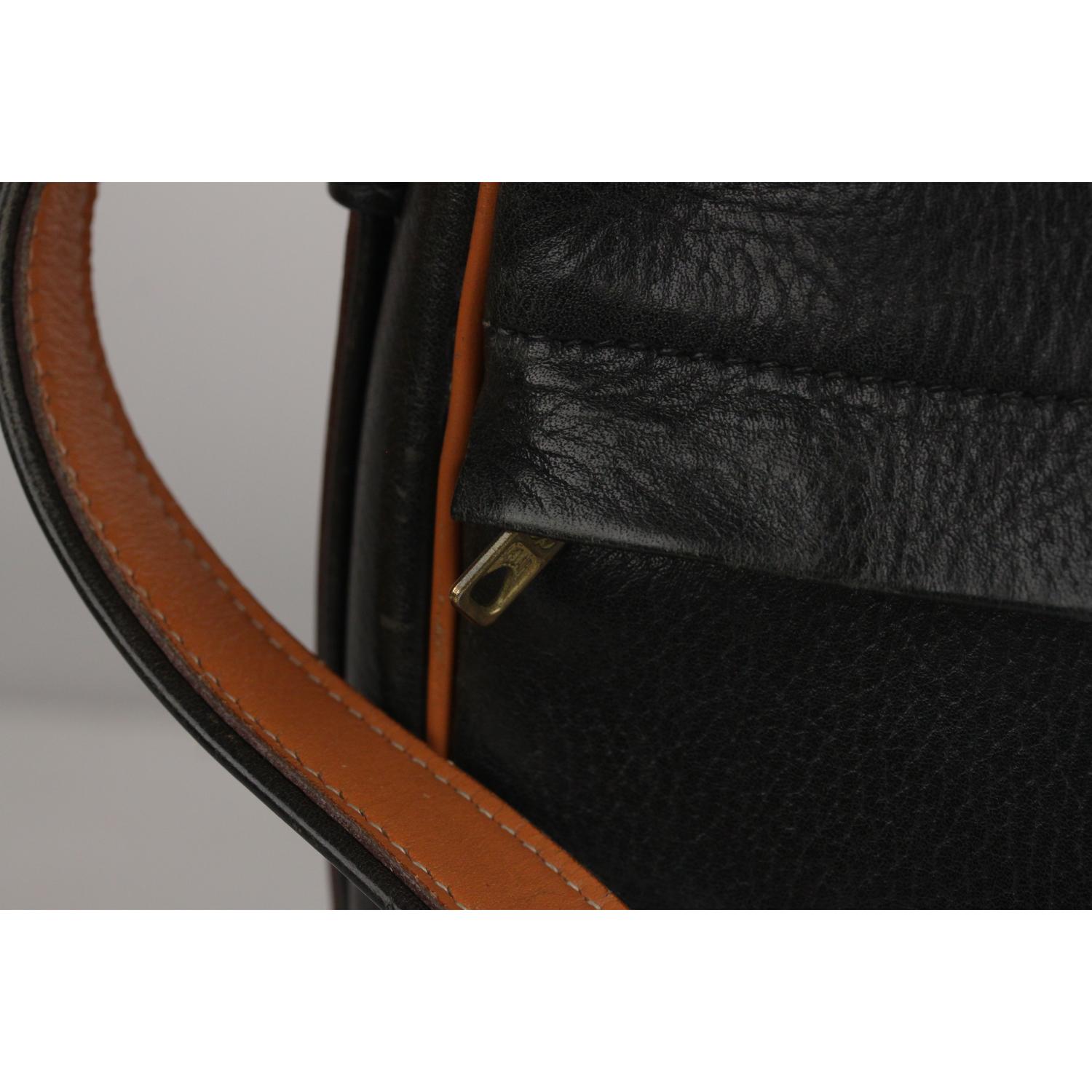 Hermes Vintage Black and Tan Leather Noumea Shoulder Bag 3
