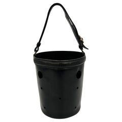 Hermes Vintage Black Box Calf Leather Mangeoire Bucket Bag