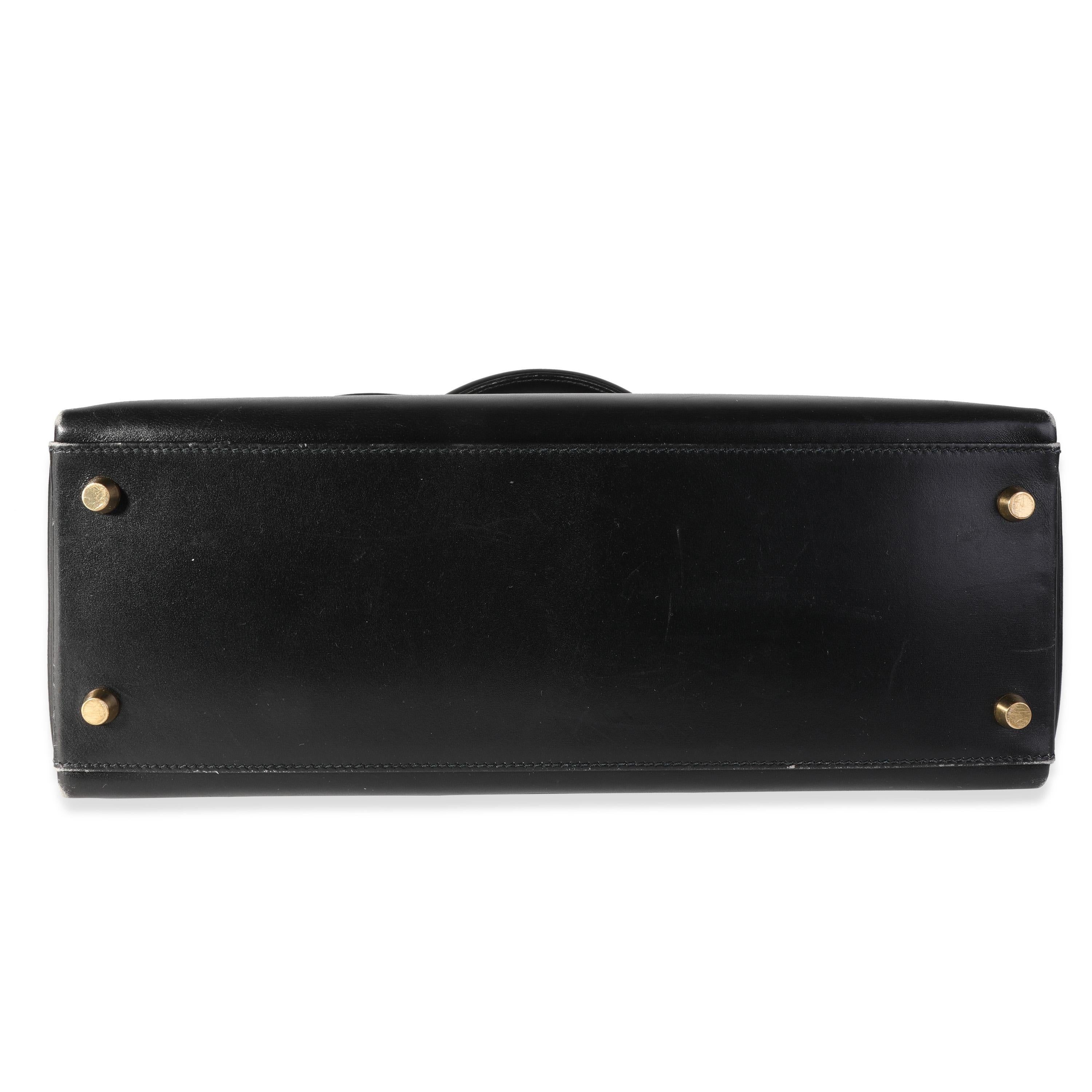 Hermès Vintage Black Box Calf Retourne Kelly 32 GHW 1