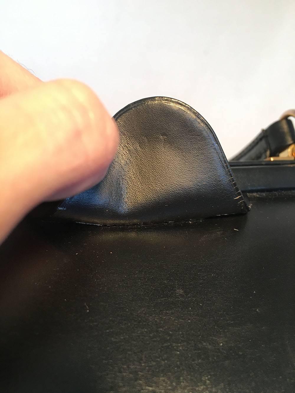 Hermes Vintage Black Box Calf Sac Mallette Handbag 5