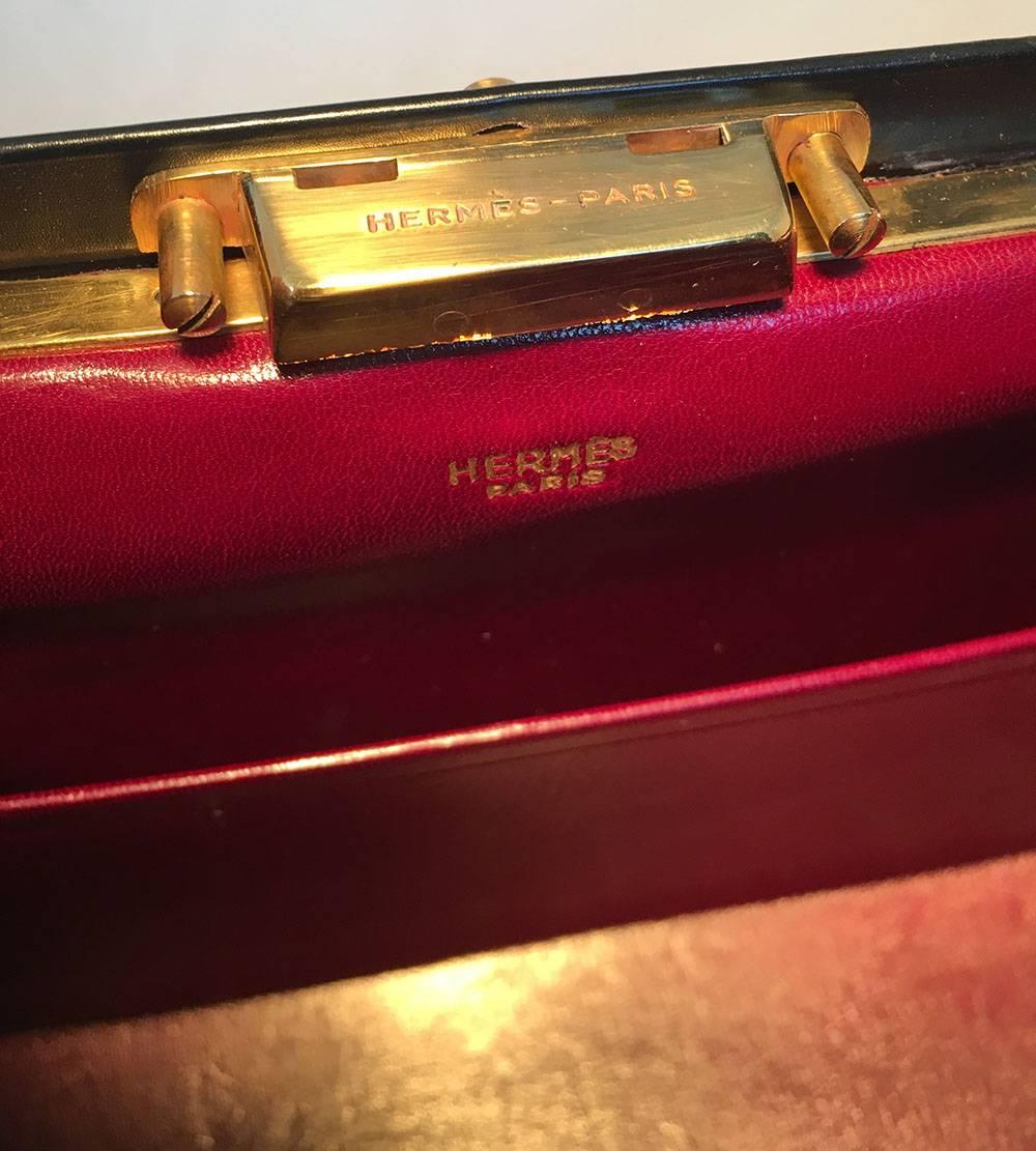 Hermes Vintage Black Box Calf Sac Mallette Handbag 3