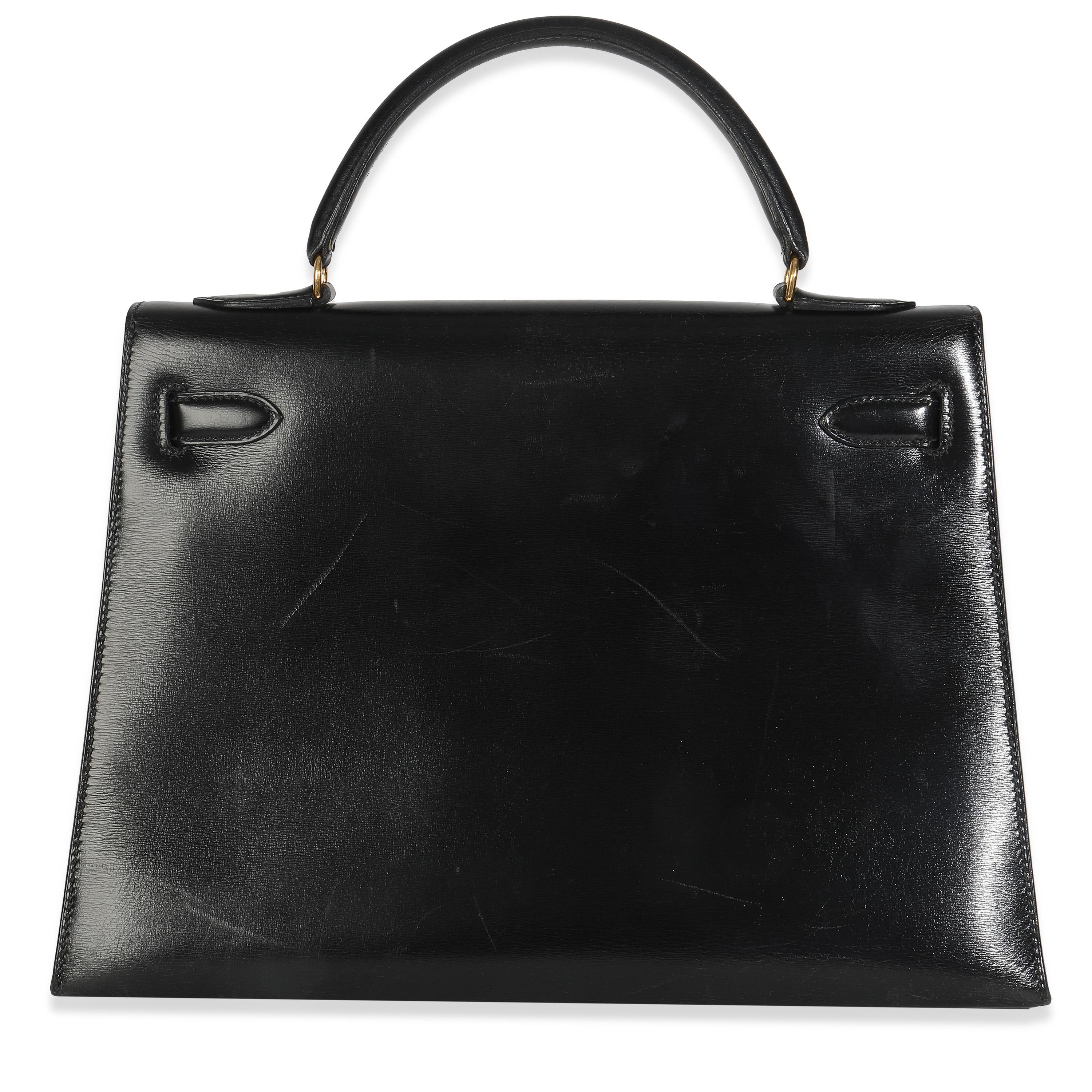 Hermès Vintage Black Box Sellier Kelly 32 GHW (Schwarz) im Angebot