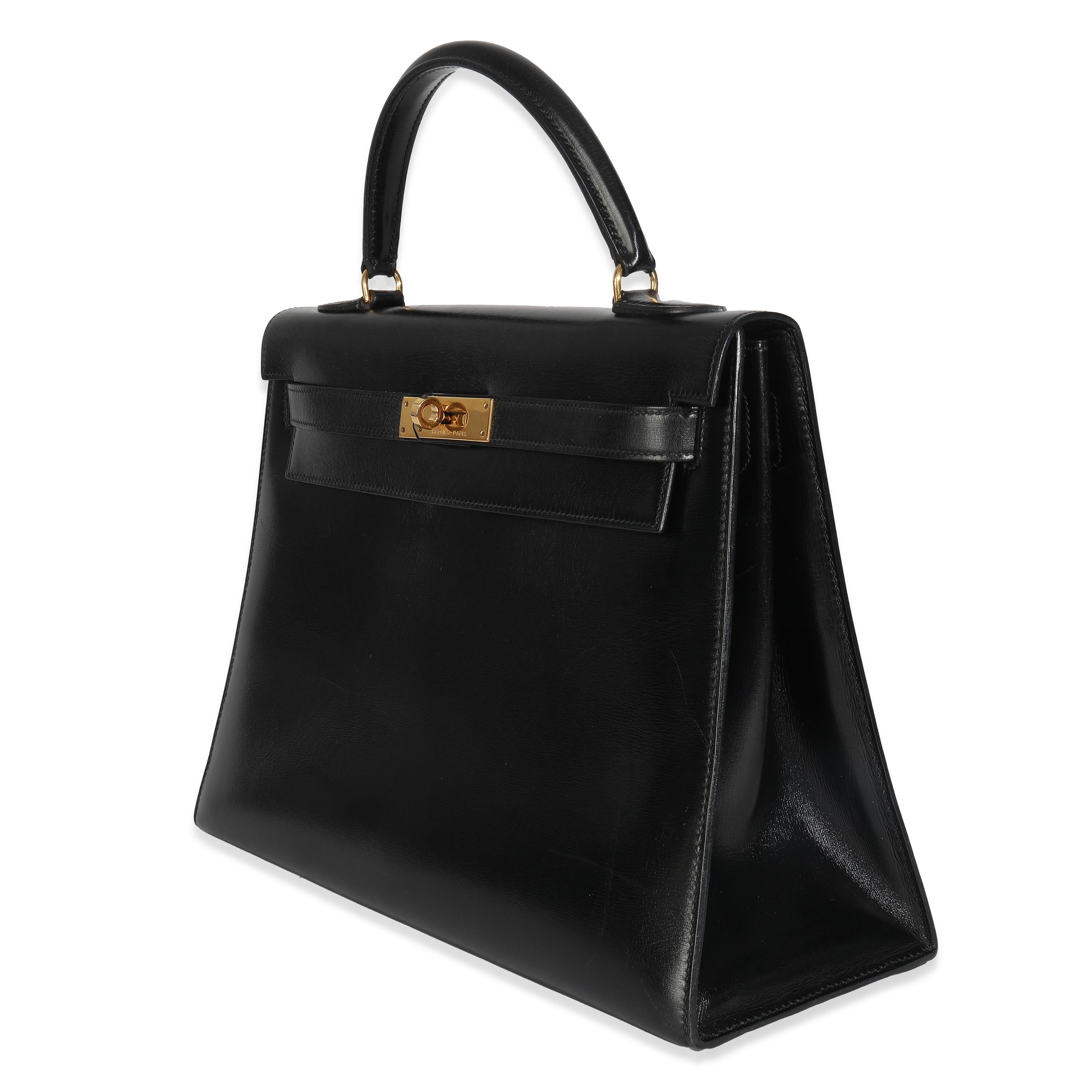 Hermès Vintage Black Box Sellier Kelly 32 GHW im Angebot 1