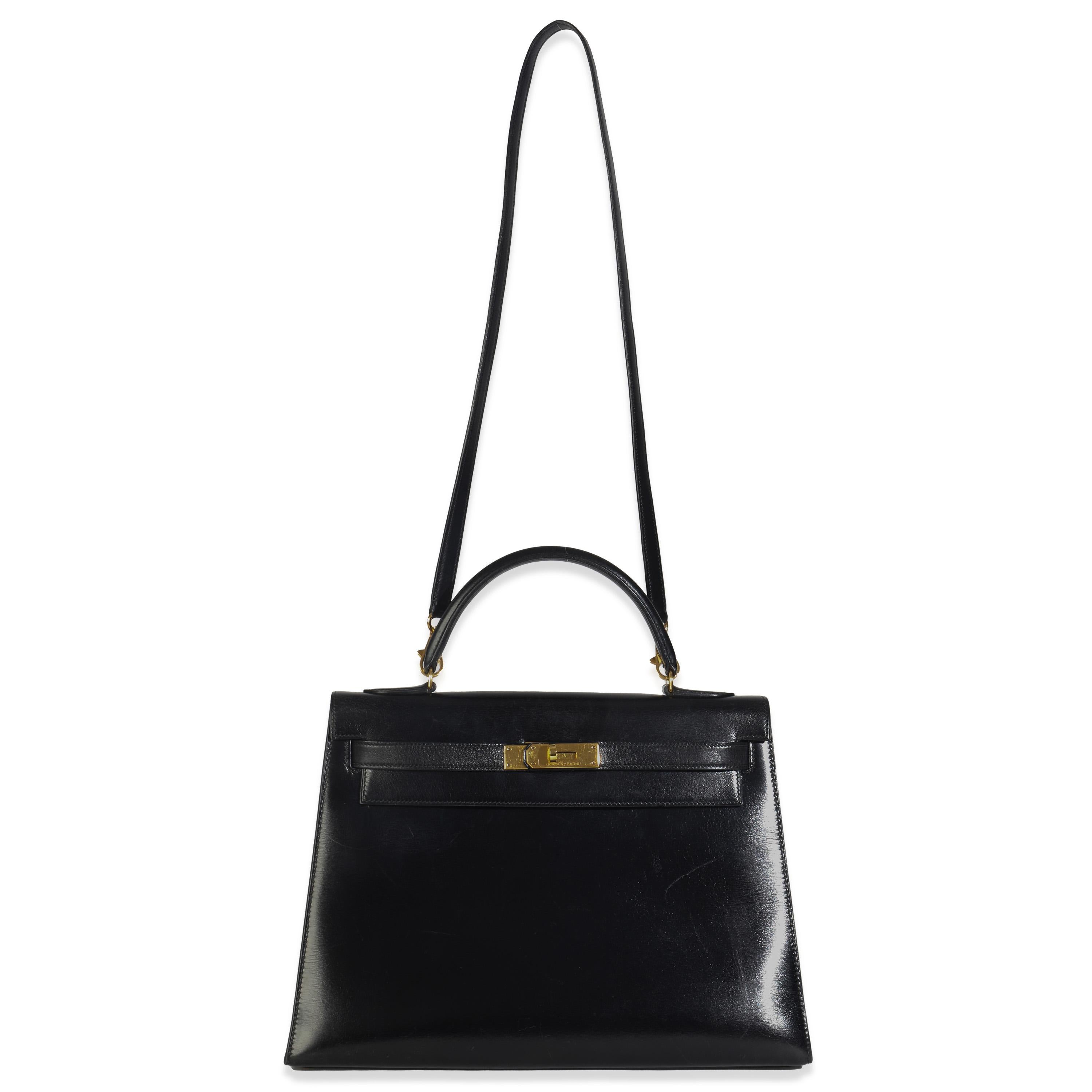 Hermès Vintage Black Box Sellier Kelly 32 GHW im Angebot 3