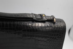 Hermes Vintage  Black Croco Vintage Shoulder Bag