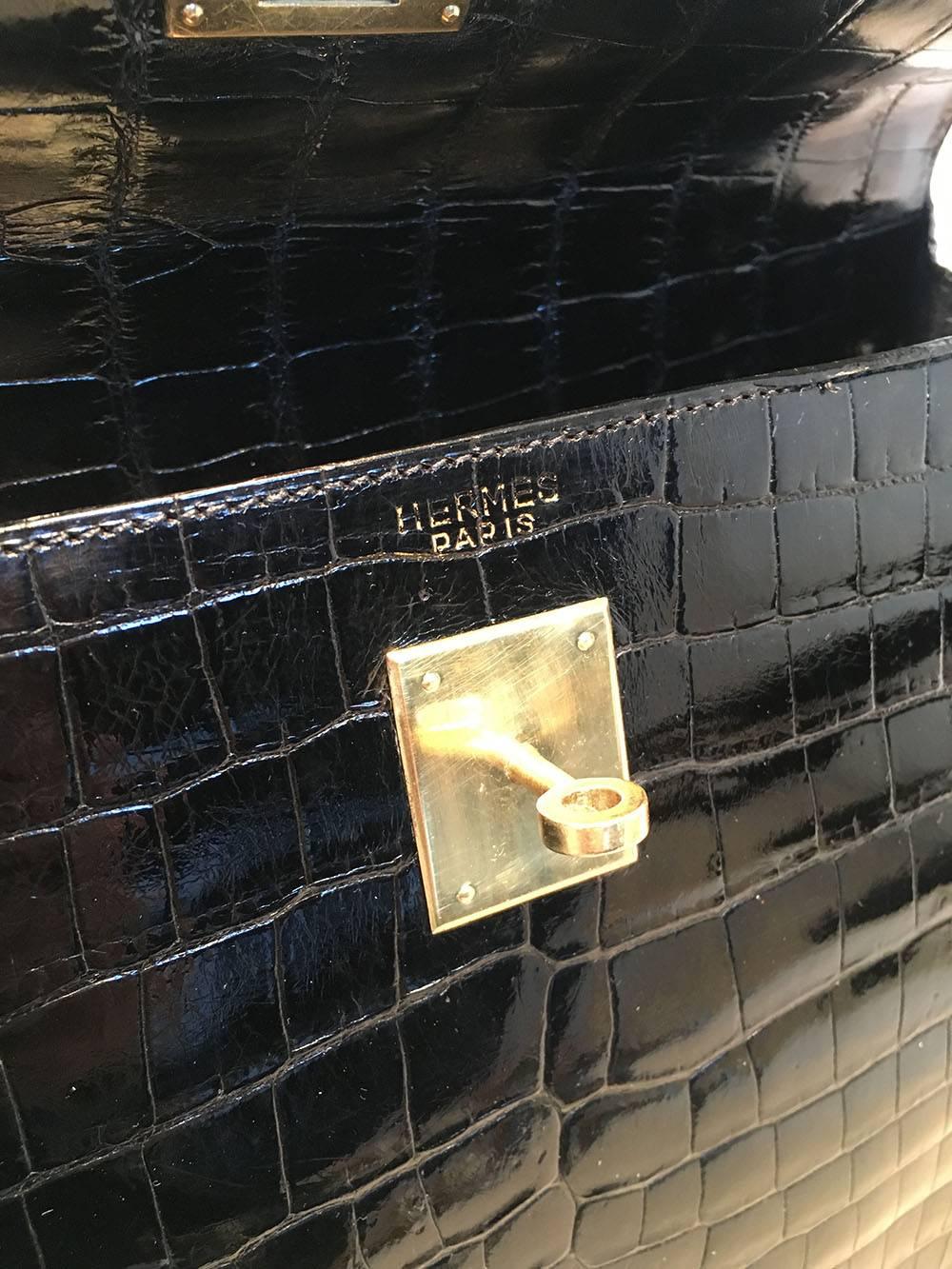 Hermes Vintage Black Crocodile 32cm Kelly Bag 3