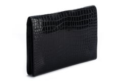 Hermes Vintage Black Crocodile Clutch