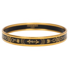 Brazalete Hermès Vintage Oro Negro Esmaltado