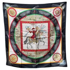 Hermes Silk Scarf, Festooned Horse and Rider, France, circa 1950