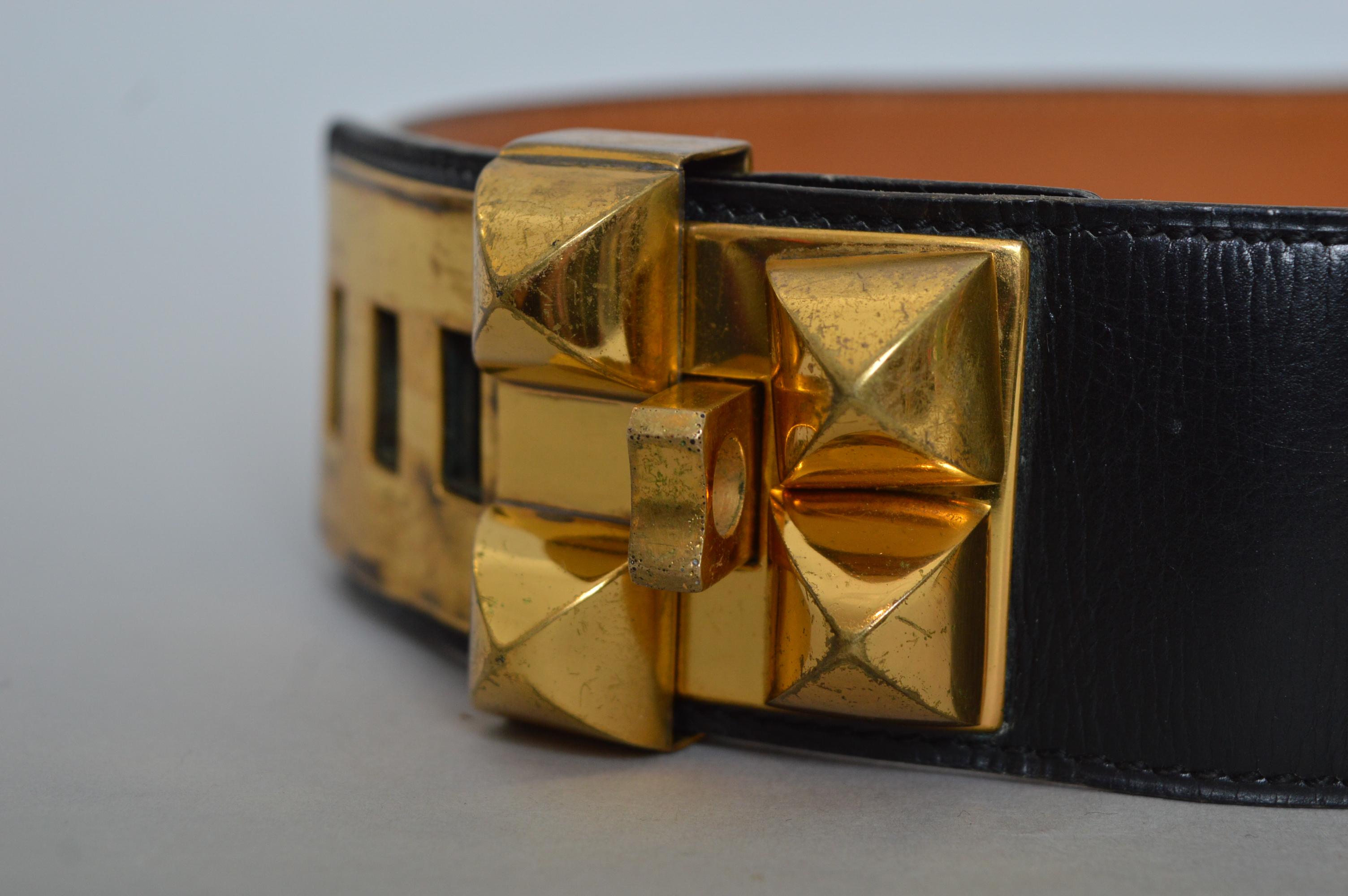 Women's Hermès Vintage Black leather Collier de Chien ‘Médor’ waist belt For Sale