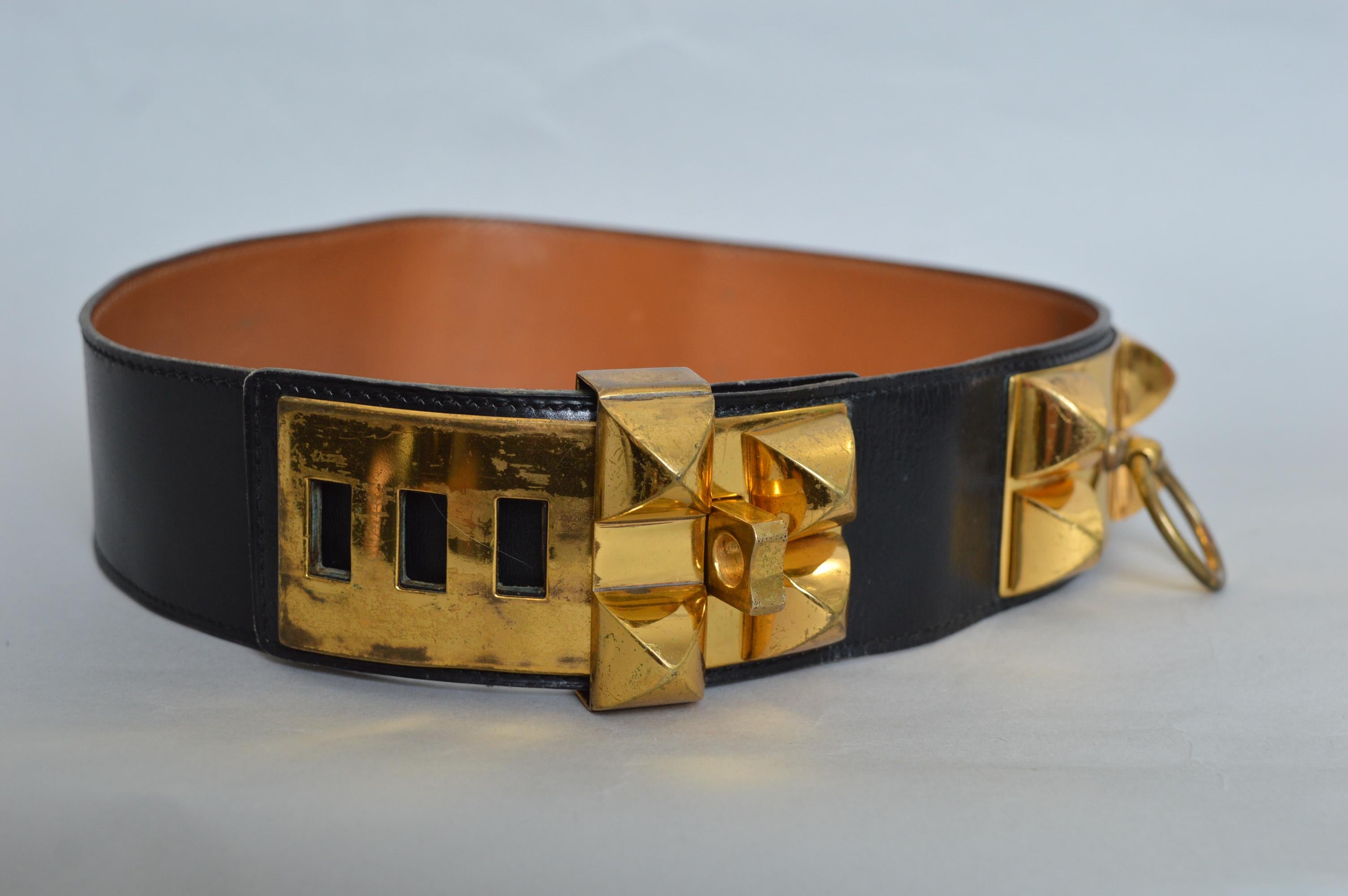Hermès Vintage Black leather Collier de Chien ‘Médor’ waist belt For Sale 1
