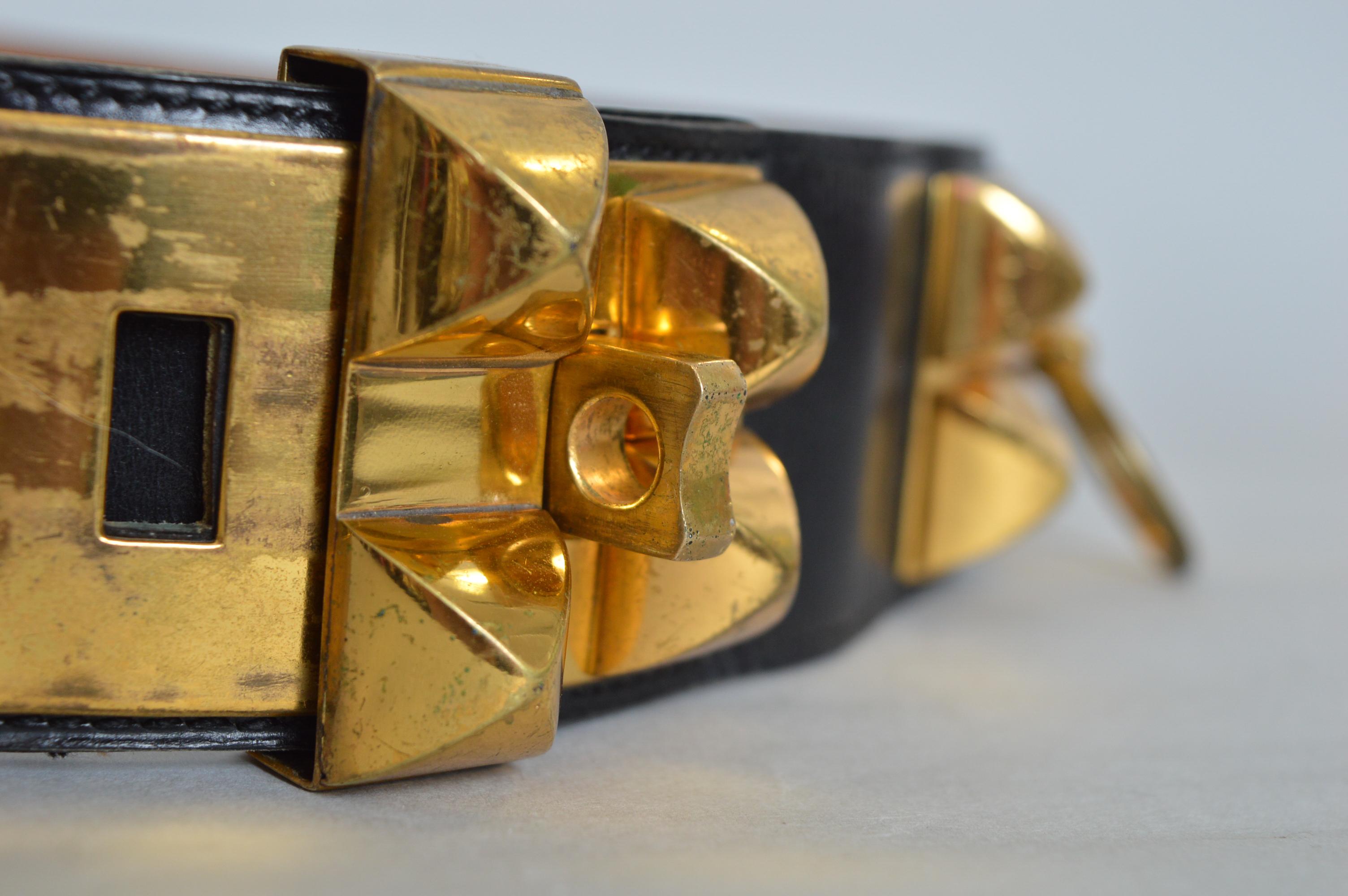 Hermès Vintage Black leather Collier de Chien ‘Médor’ waist belt For Sale 2