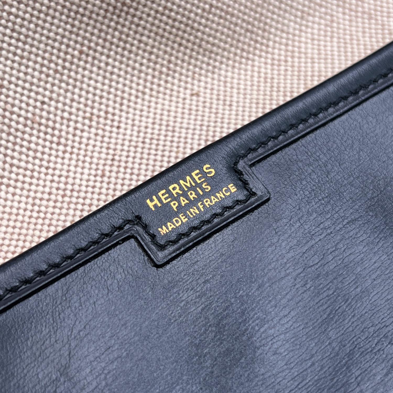 Hermes Vintage Black Leather Jige 29 cm Clutch Bag Pochette Handbag 3