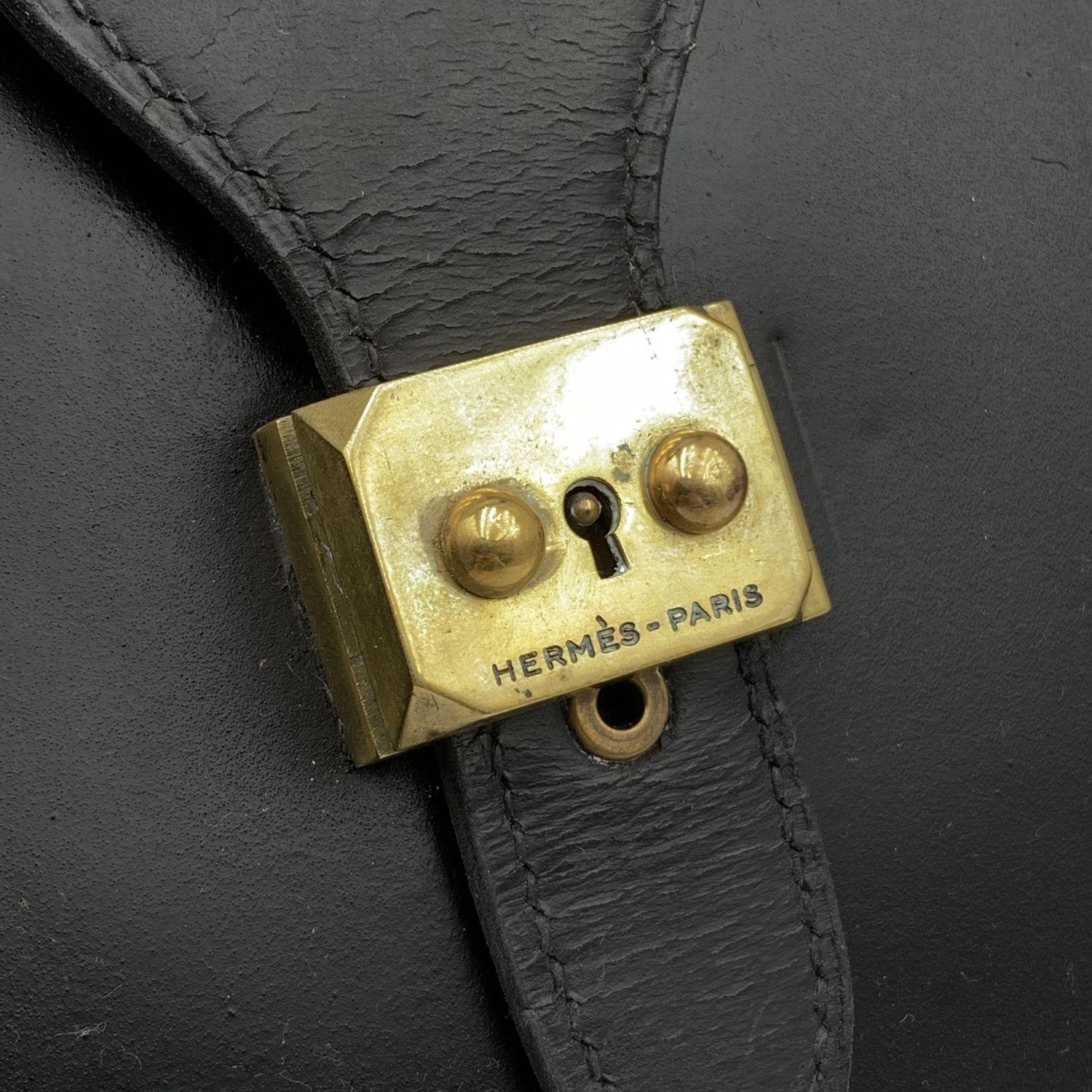 Hermes Vintage Black Leather Pilot Bag Doctor Large Briefcase 4