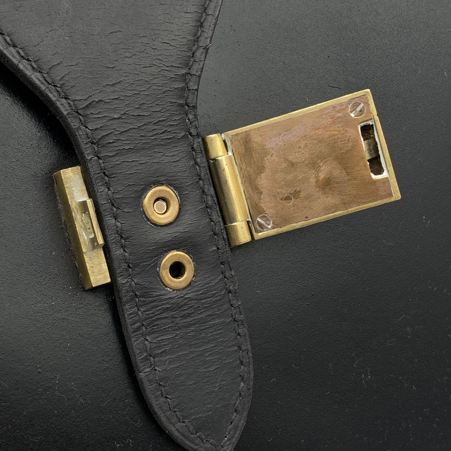 Hermes Vintage Black Leather Pilot Bag Doctor Large Briefcase 5