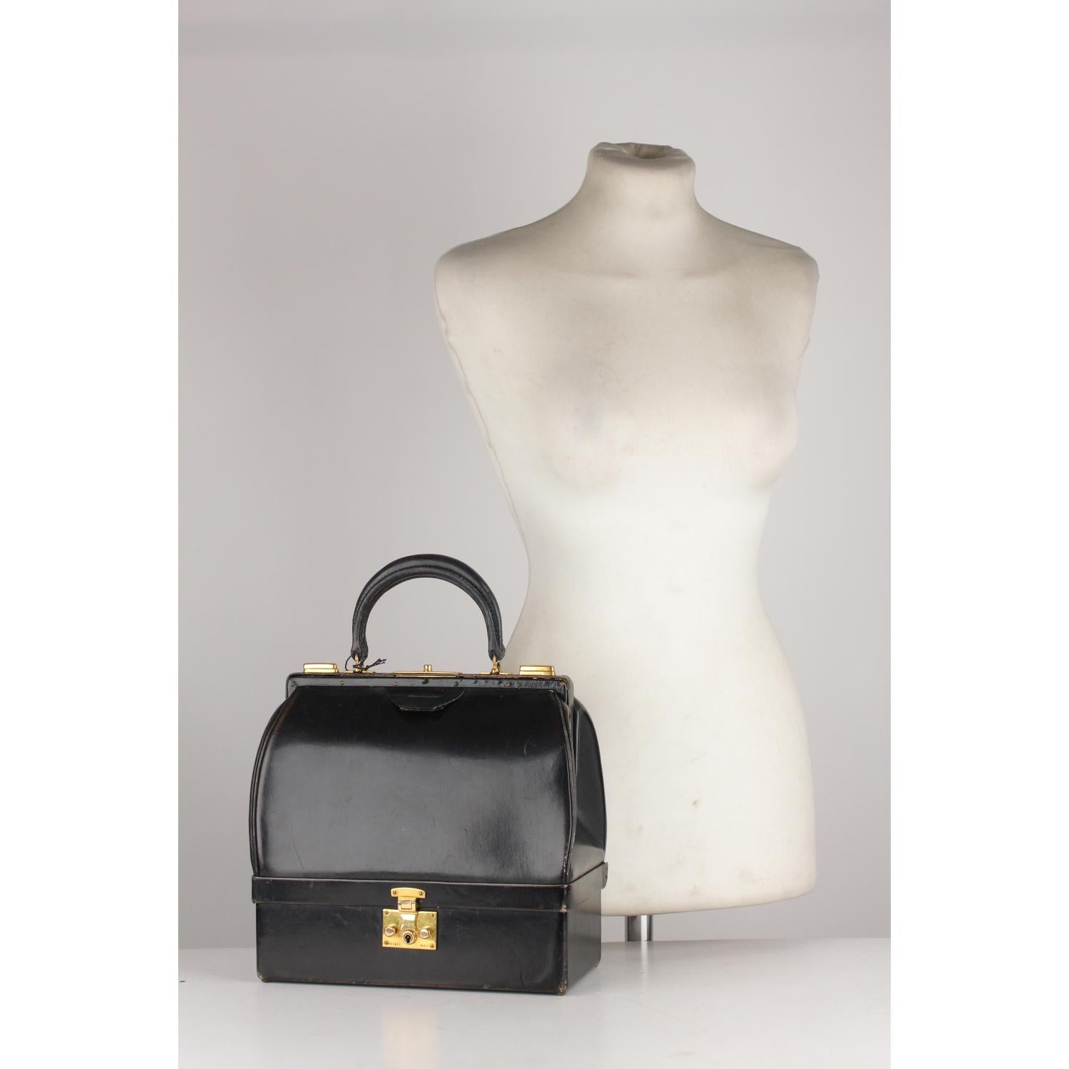 Hermes Vintage Black Leather Sac Mallette Top Handle Bag 5