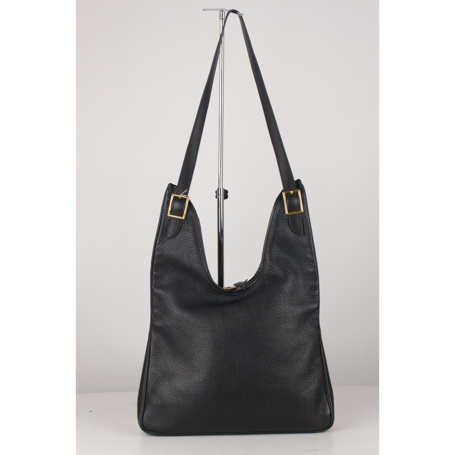 Women's Hermes Vintage Black Leather Sac Massai PM Hobo Shoulder Bag