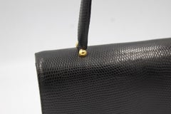 Hermes Vintage  Black Lizard  Vintage Boutonnière Bag