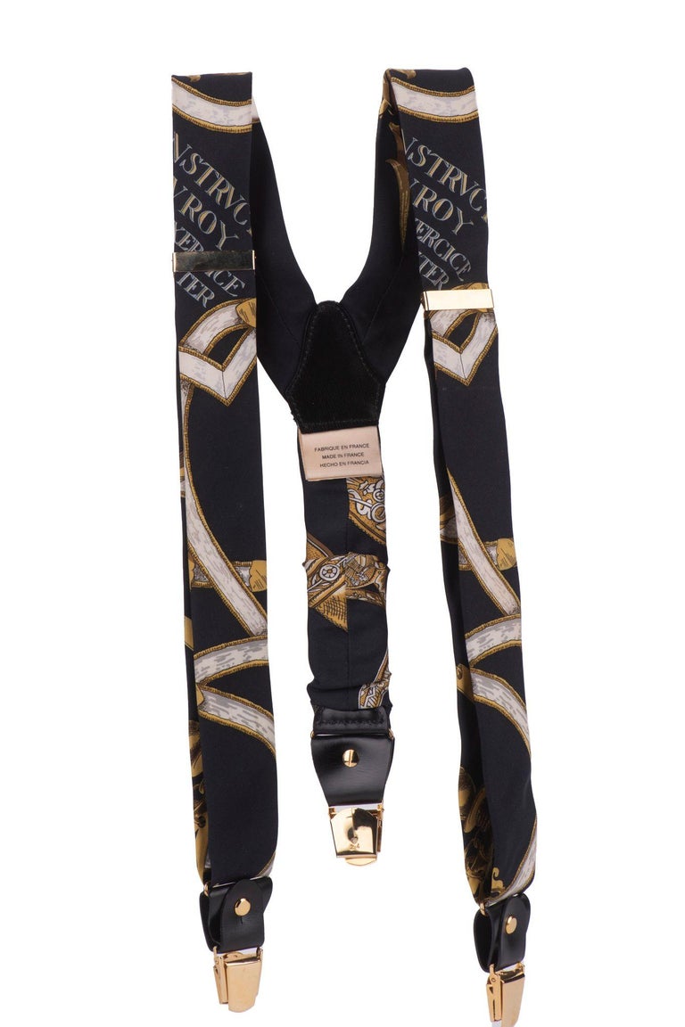 Hermès Vintage Black Silk Suspenders For Sale at 1stDibs