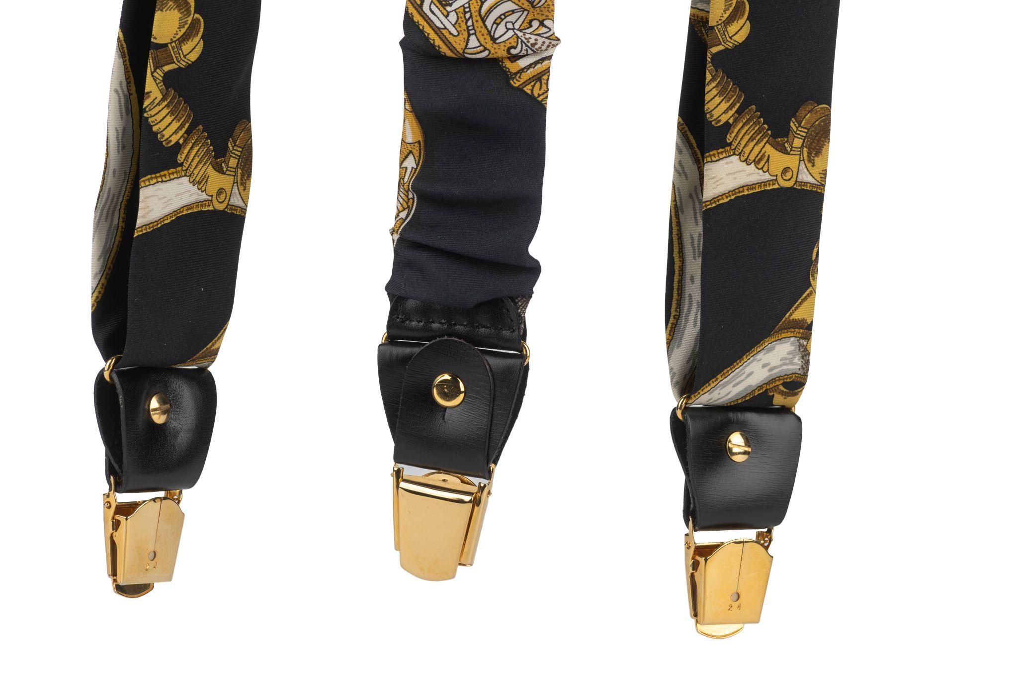 Hermès Vintage Black Silk Suspenders For Sale 2