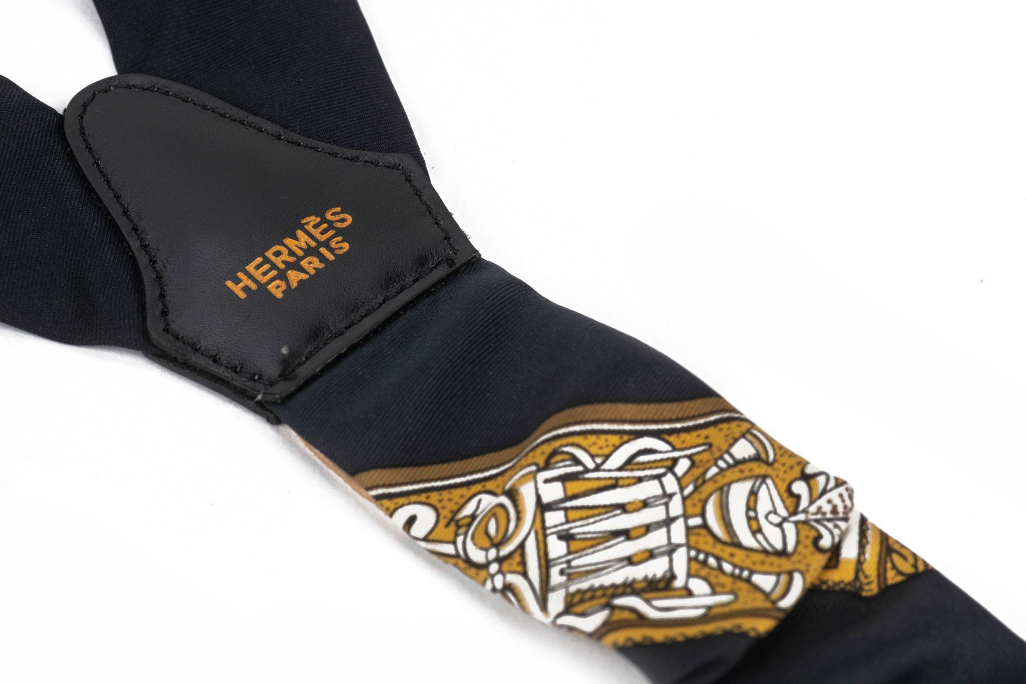 Hermès Vintage Black Silk Suspenders For Sale 2