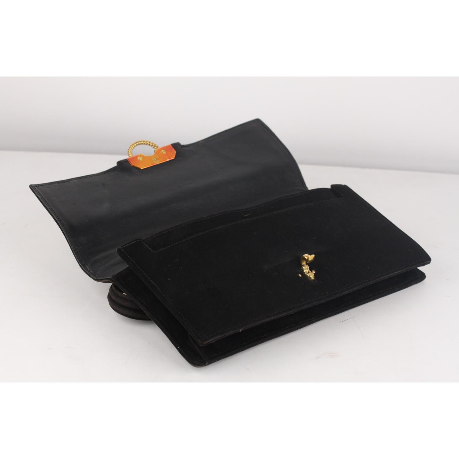 Hermes Vintage Black Suede Sac Cordeliere Top Handle Bag 6