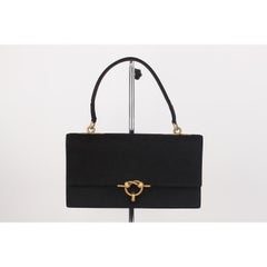 Hermes Vintage Black Suede Sac Cordeliere Top Handle Bag