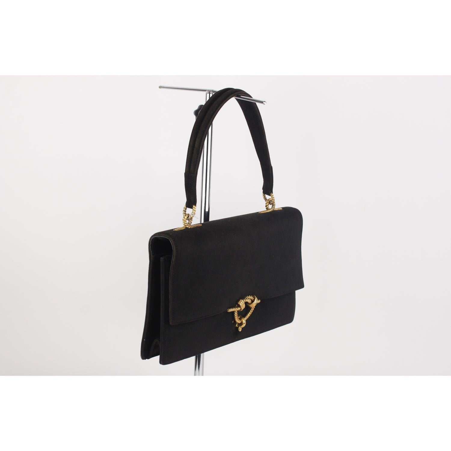 Women's Hermes Vintage Black Suede Sac Cordeliere Top Handle Bag