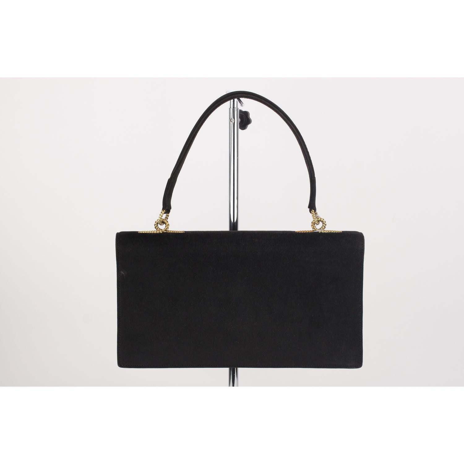 Hermes Vintage Black Suede Sac Cordeliere Top Handle Bag 1
