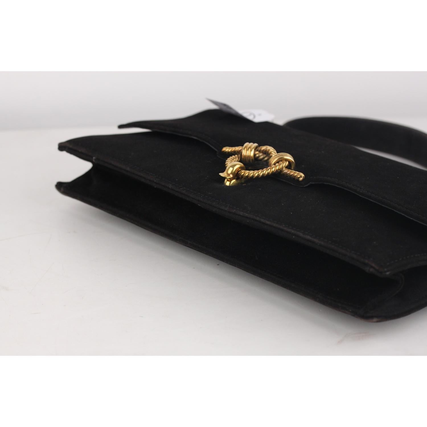 Hermes Vintage Black Suede Sac Cordeliere Top Handle Bag 3