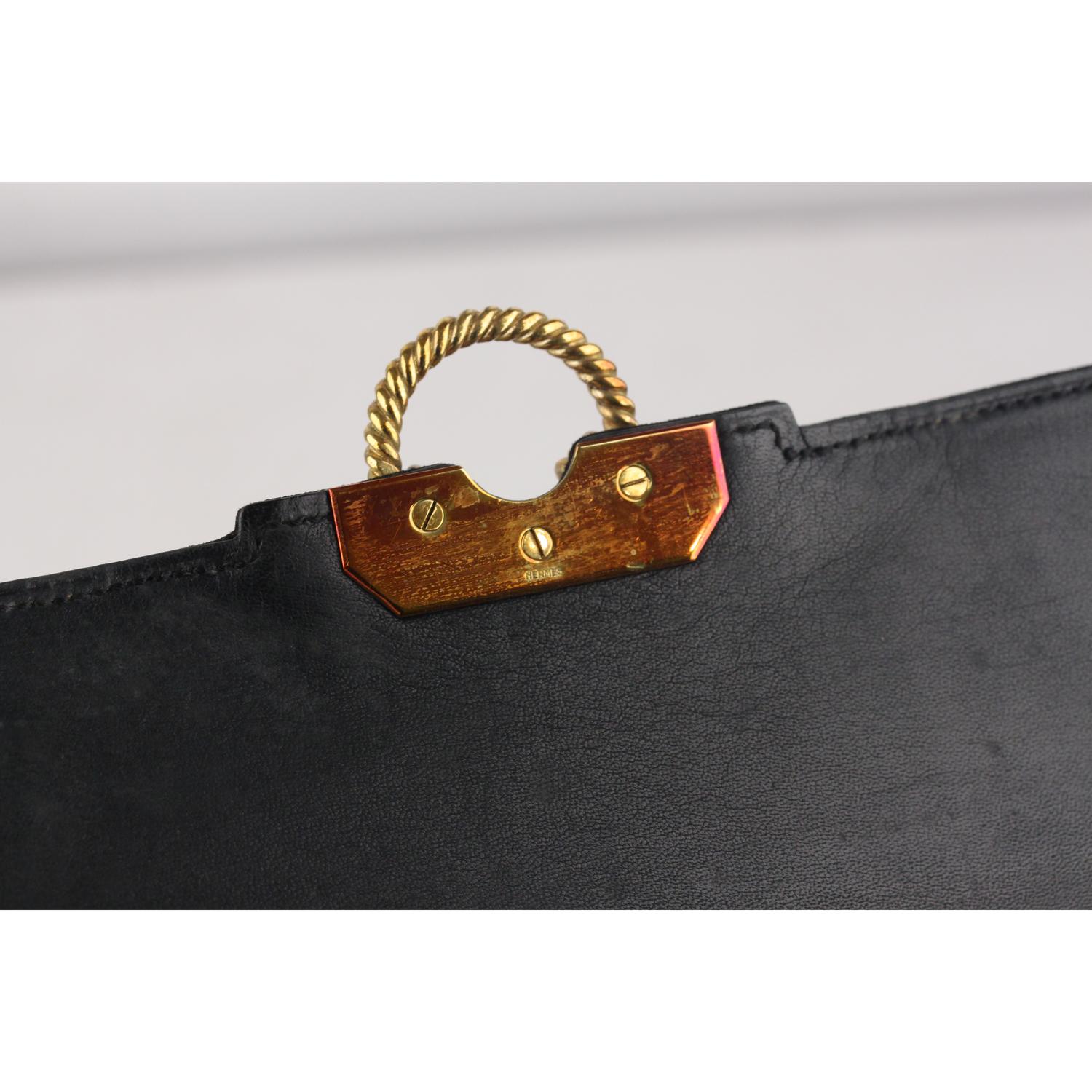 Hermes Vintage Black Suede Sac Cordeliere Top Handle Bag 4