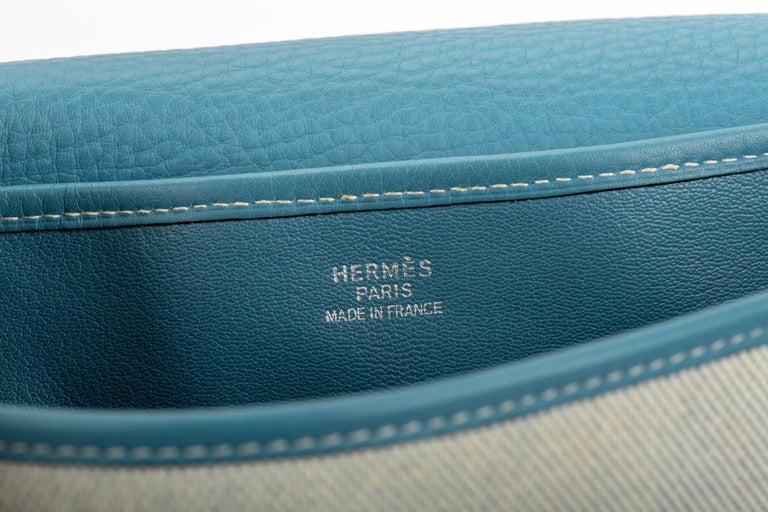 Hermes Vintage Blue Jean Toile Bag at 1stDibs