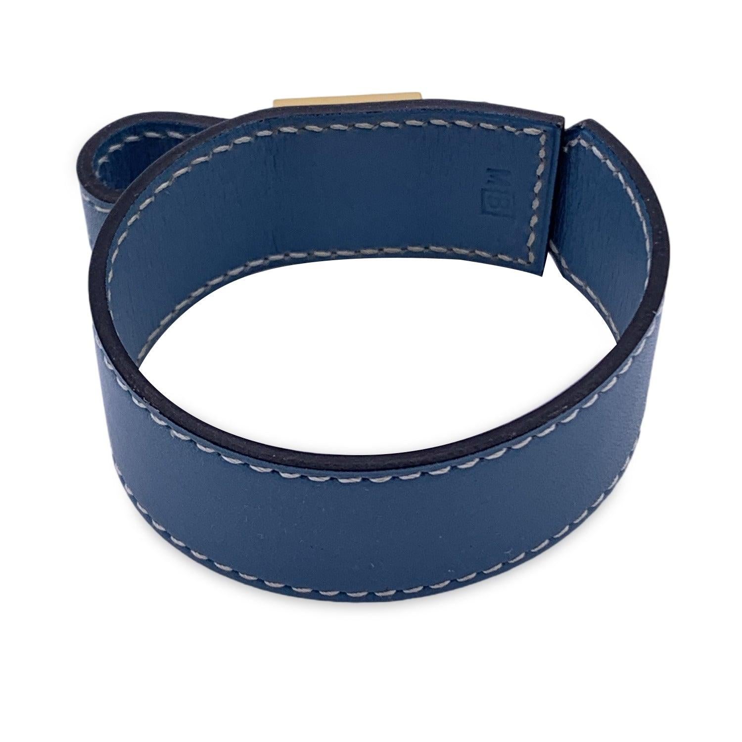 Hermès Bracelet Artemis vintage en cuir bleu avec boucle en métal doré Excellent état à Rome, Rome