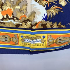 Hermes Vintage Blue Silk Chanteclair II Rare Scarf 1974 Maurice Tranchant