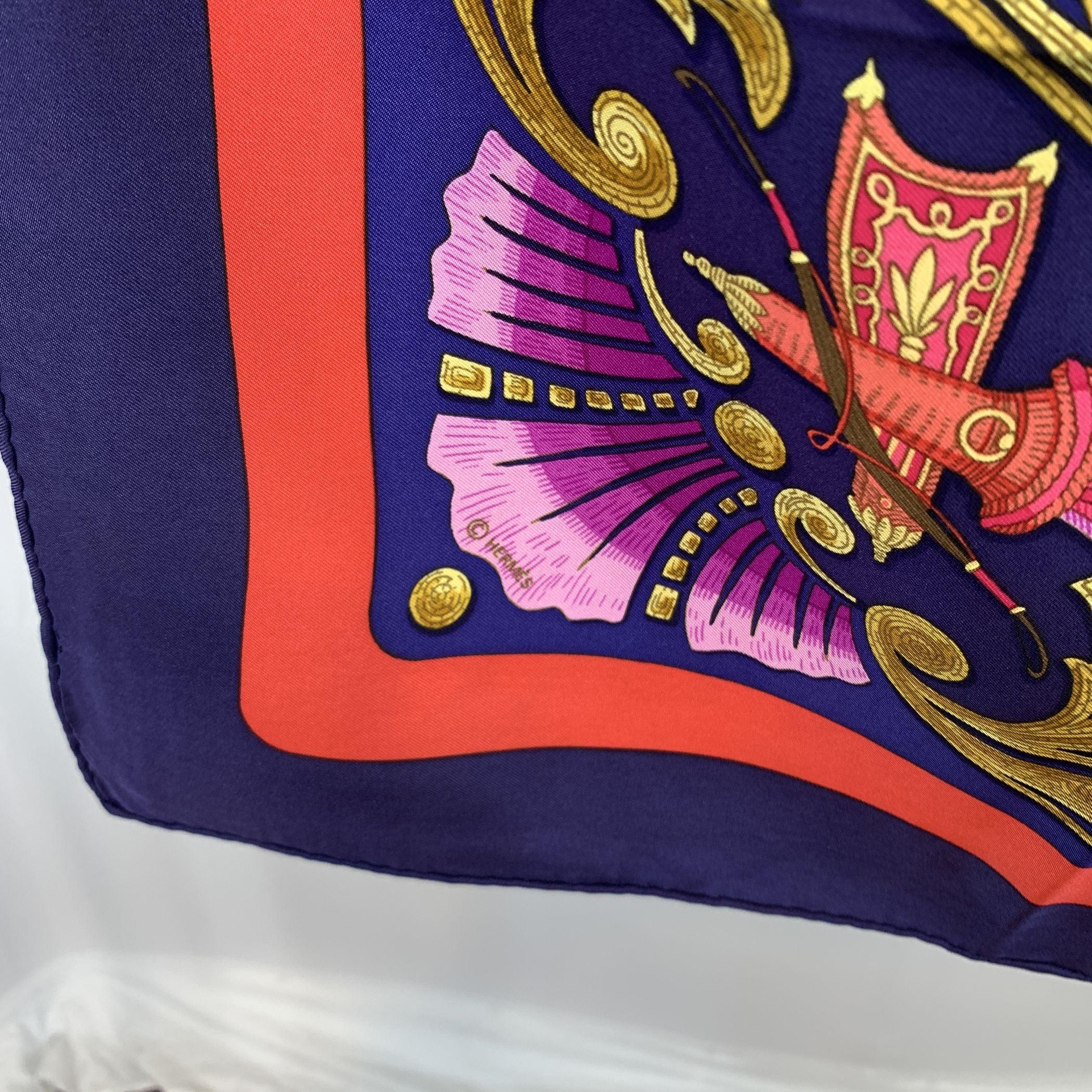 Hermes Vintage Blue Silk Cheval Turc Scarf 1969 Christiane Vauzelles In Excellent Condition In Rome, Rome