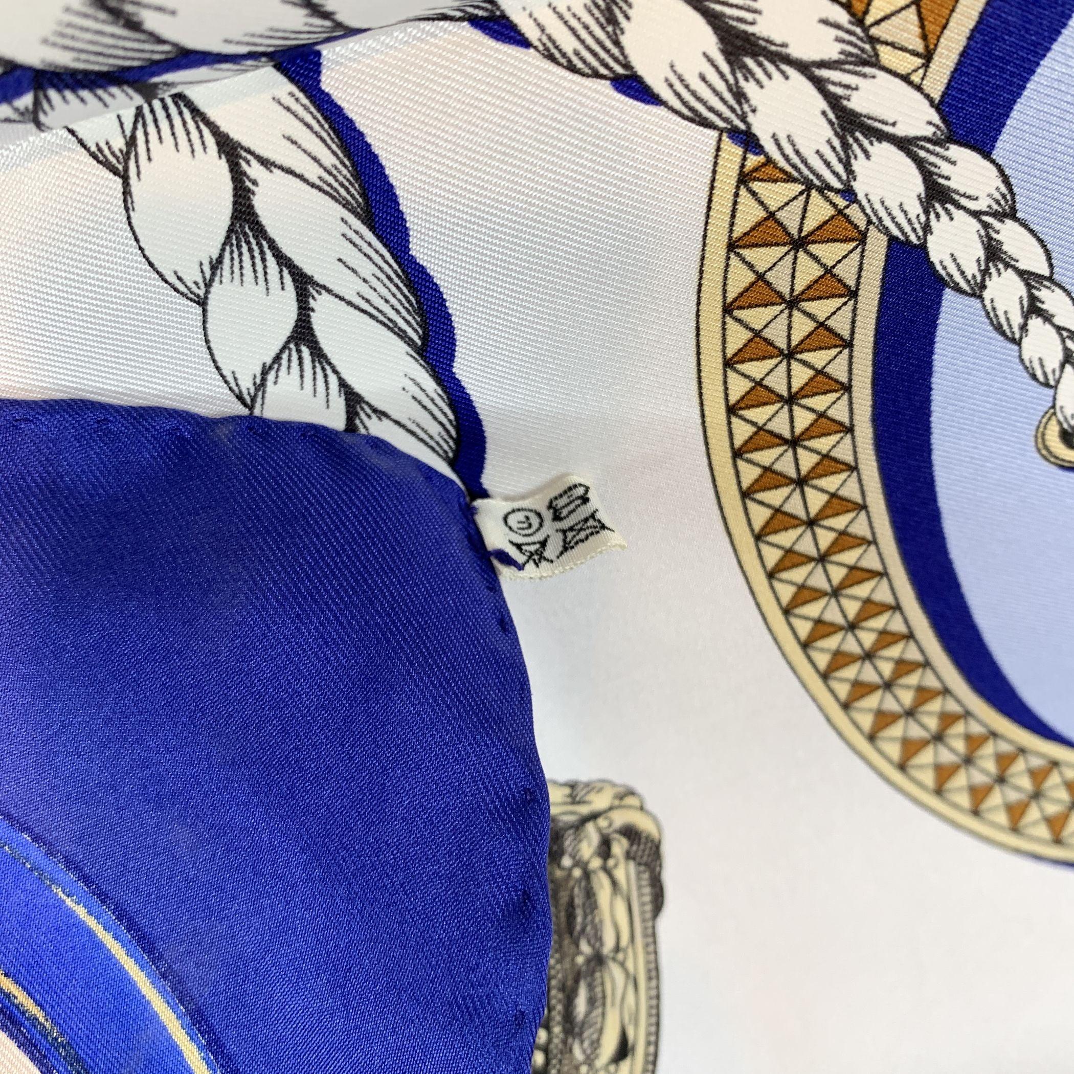 Hermes Vintage Blue Silk Grand Apparat Scarf 1962 Jacques Eudel In Excellent Condition For Sale In Rome, Rome