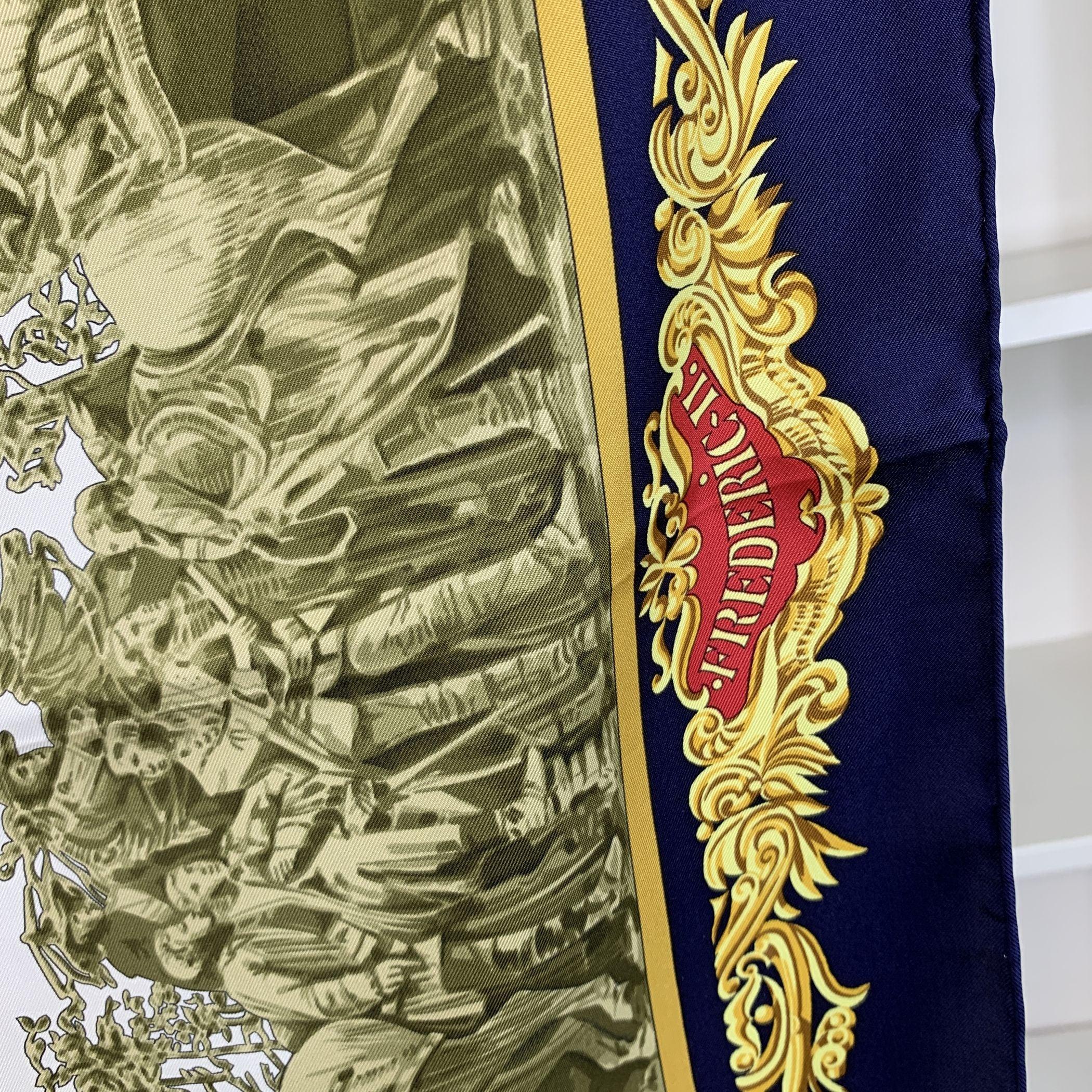 Women's Hermes Vintage Blue Silk Scarf Sanssoucy Voltaire 1994 Loic Dubigeon