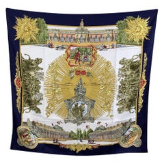 Hermes Vintage Blue Silk Scarf Sanssoucy Voltaire 1994 Loic Dubigeon