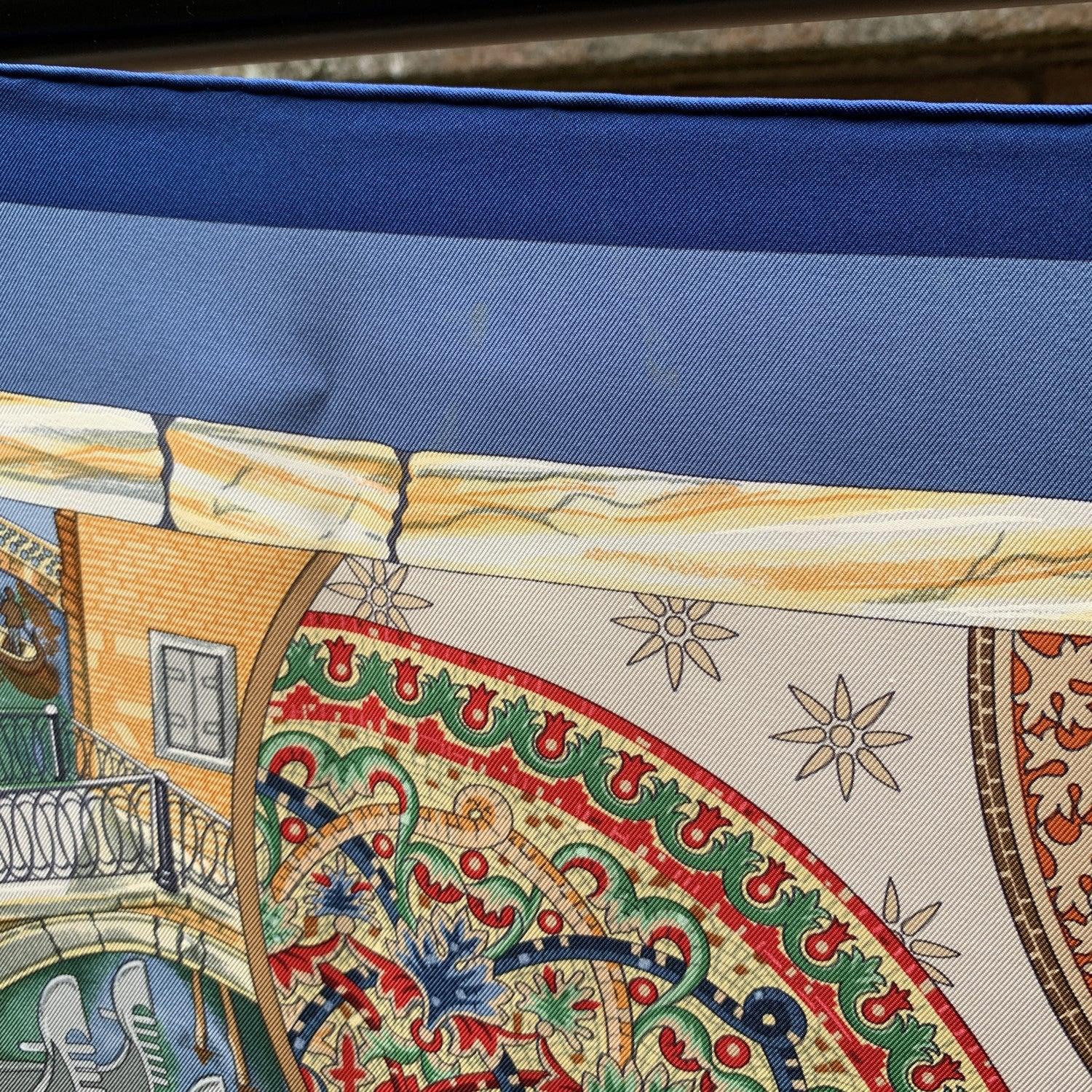 Hermes Vintage Blue Silk Scarf Trophees de Venise 2002 Julie Abadie 3