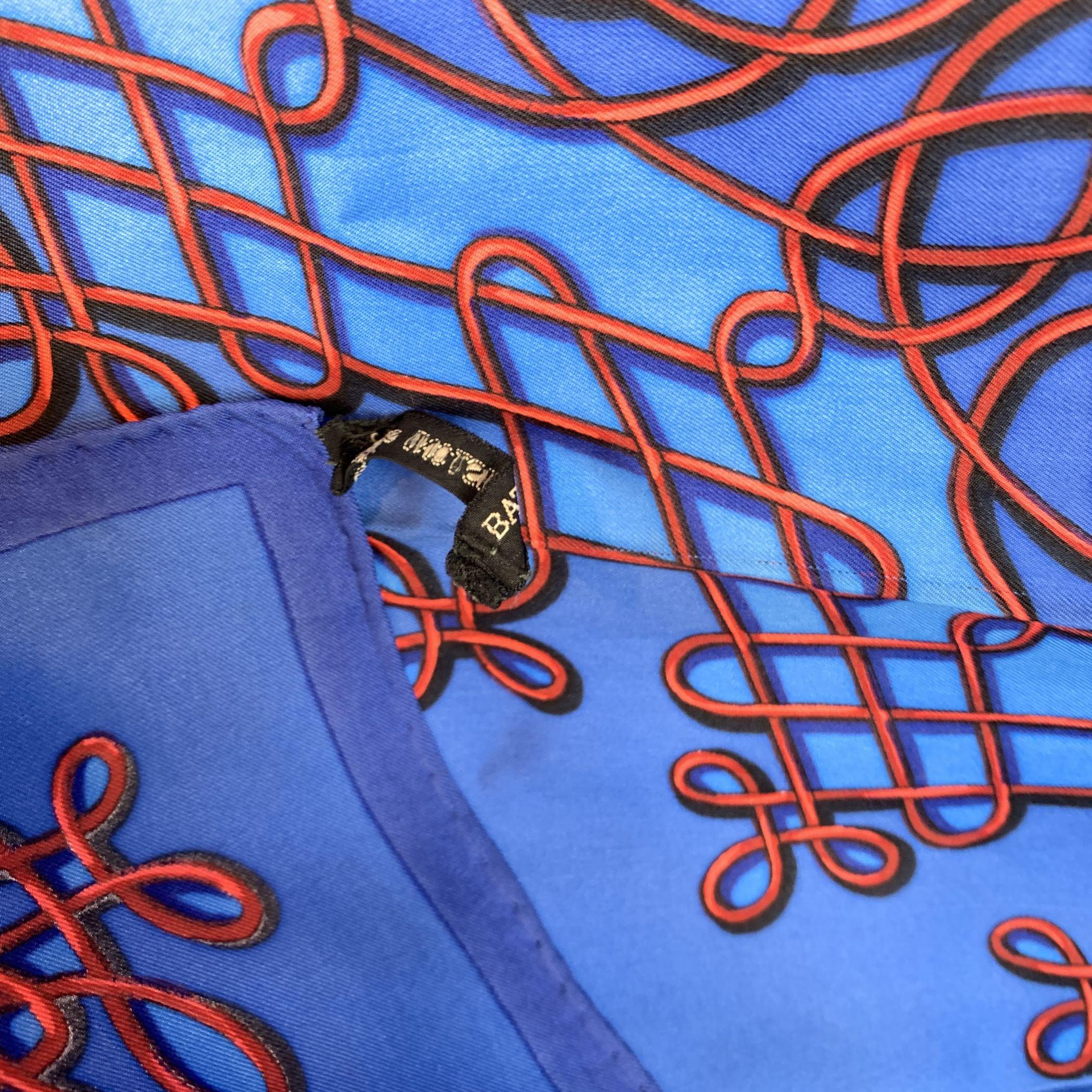 Women's Hermes Vintage Blue Silk Scarf Vinci 1958 Francoise Heron