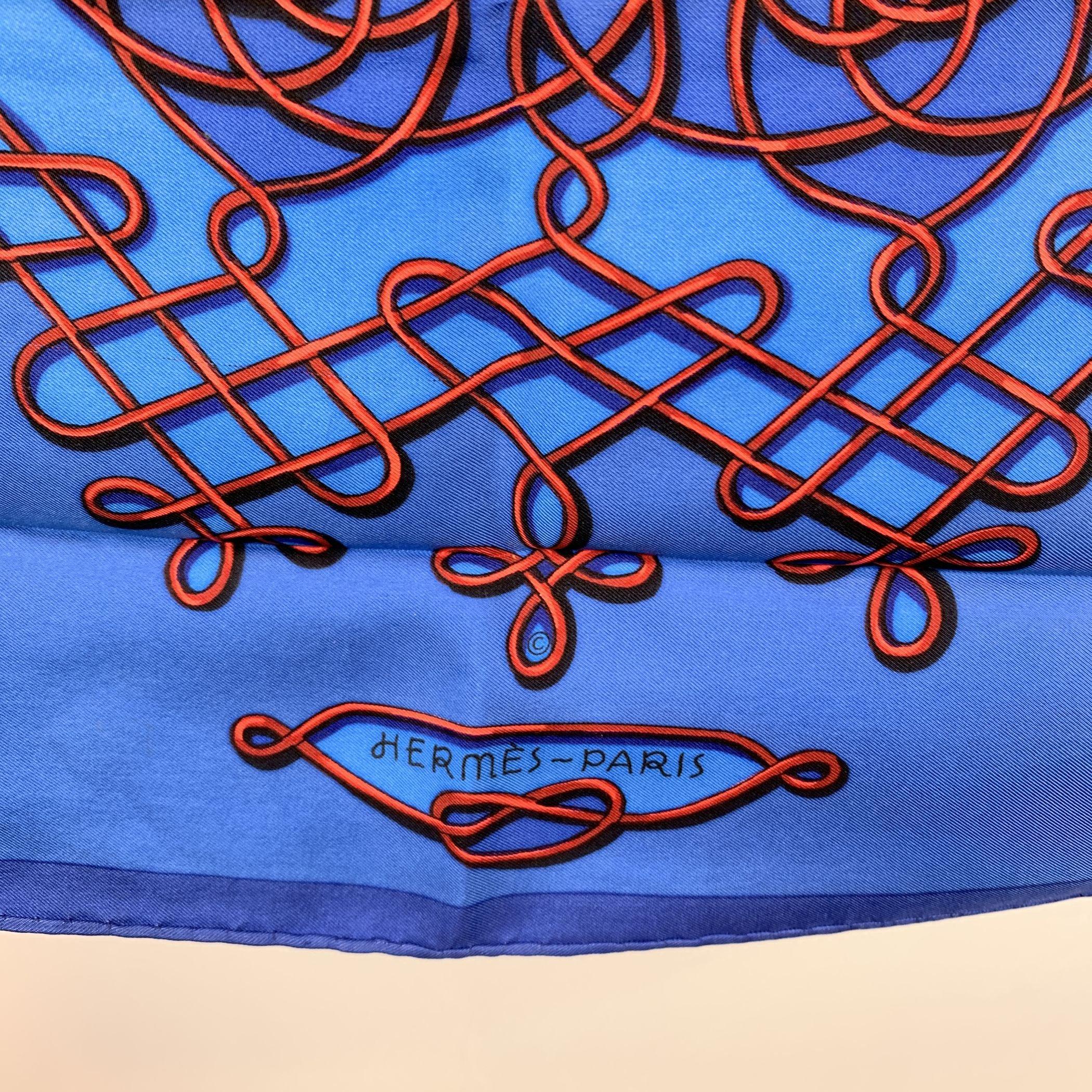 Hermes Vintage Blue Silk Scarf Vinci 1958 Francoise Heron 1