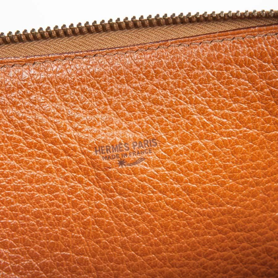HERMES Vintage 'Bolide' bag in Cannelle Grained Leather For Sale 1