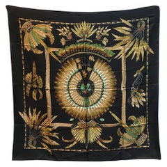 Hermes Vintage Brazil Silk Scarf in Black c1980s