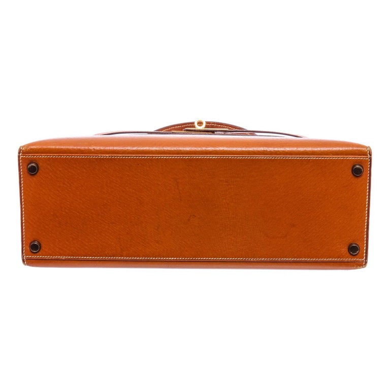 Hermes Vintage Brown Barenia Leather Kelly Sellier 32 Bag