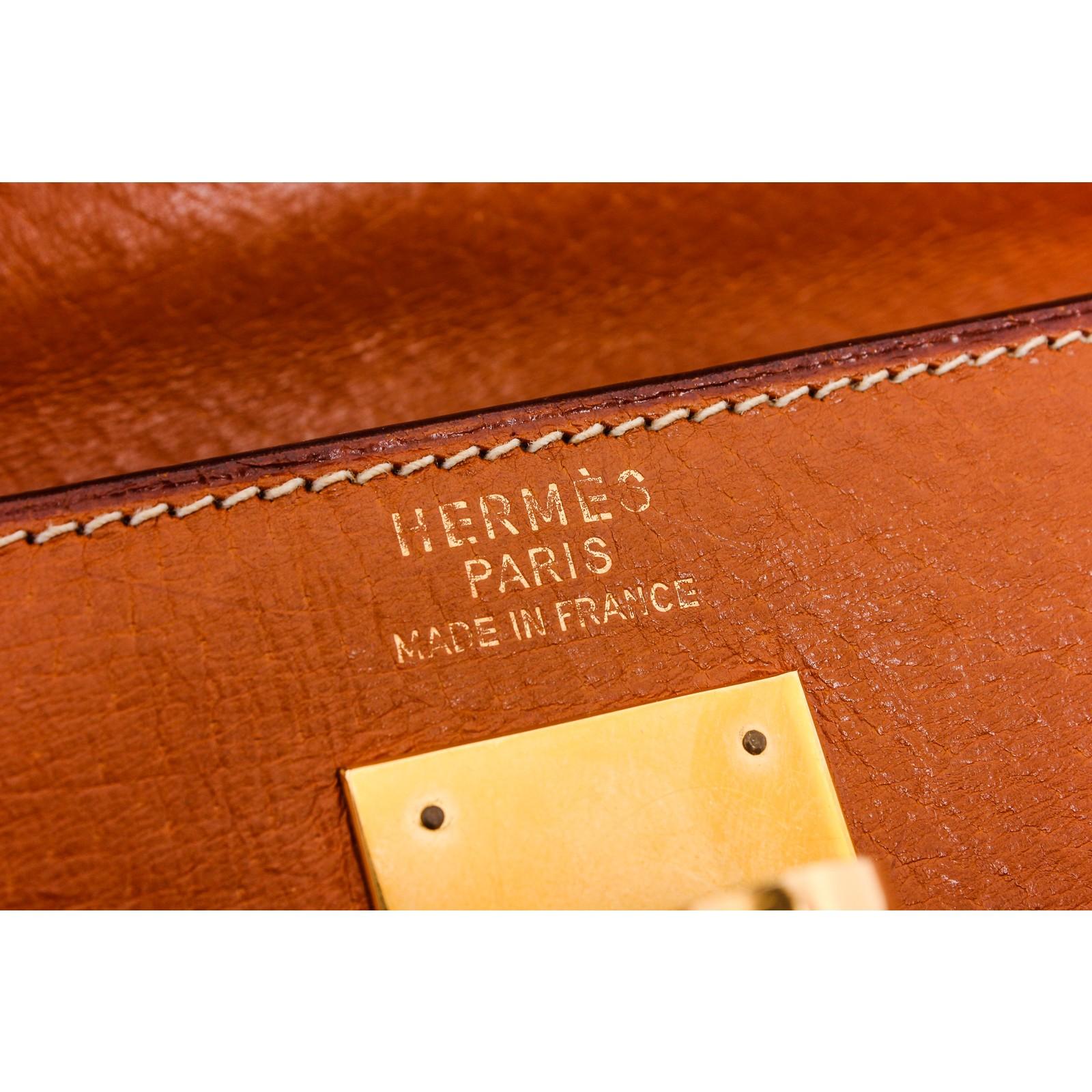 Red Hermes Vintage Brown Barenia Leather Kelly Sellier 32 Bag