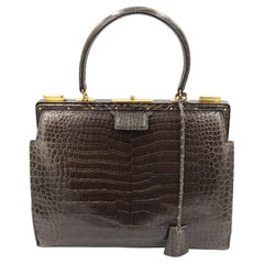 Hermes Vintage Brown Crocodrile 404 Doctor Bag